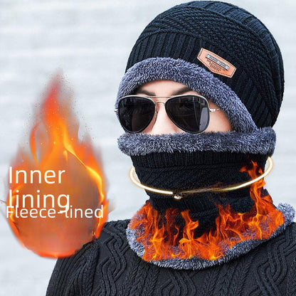 Hat Men&#039;s Winter Knitted Wool Hat Fleece-lined Thickened Korean Style Fashionable Warm Cold-proof Cycling Men&#039;s Cotton Hat In Autumn And Winter